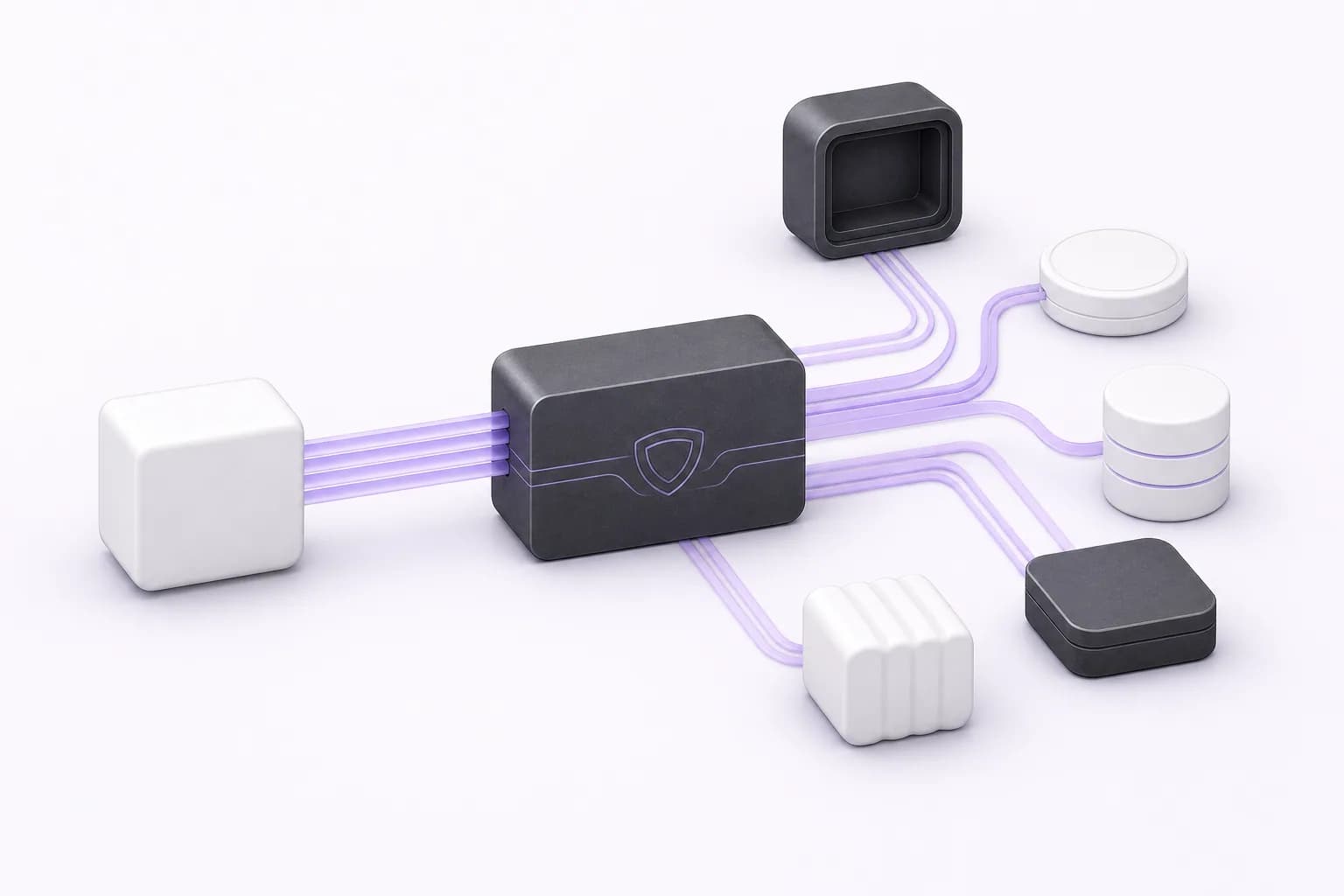 A central orchestration layer routing one action across several infrastructure modules